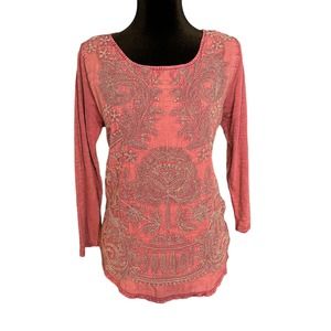 Lucky Brand Women’s Crewneck Long Sleeve Embroidered Top Size Small